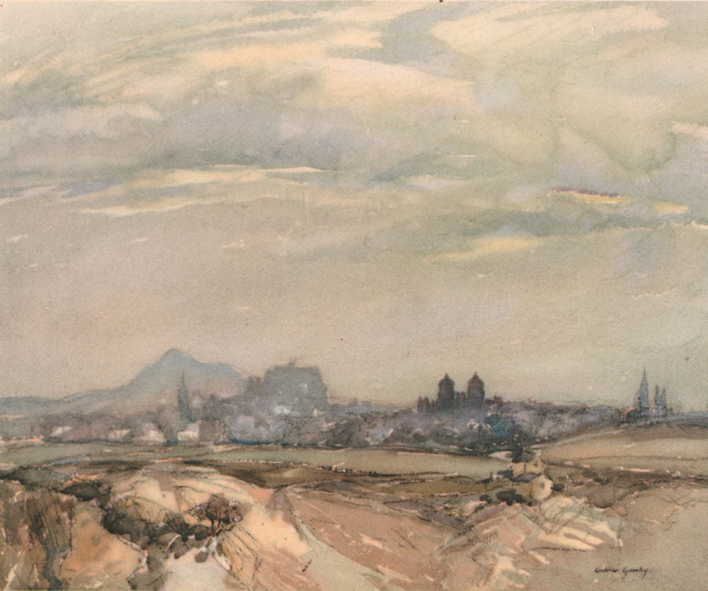 EDINBURGH. Edinburgh from the west. Scotland. By Andrew Gamley 1952 old print